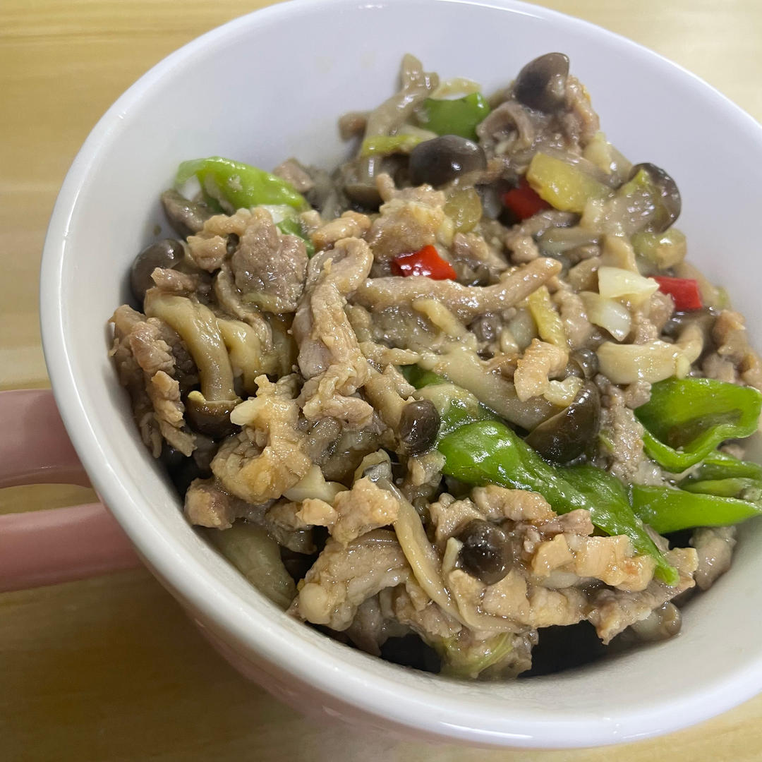 白玉菇炒肉下饭菜