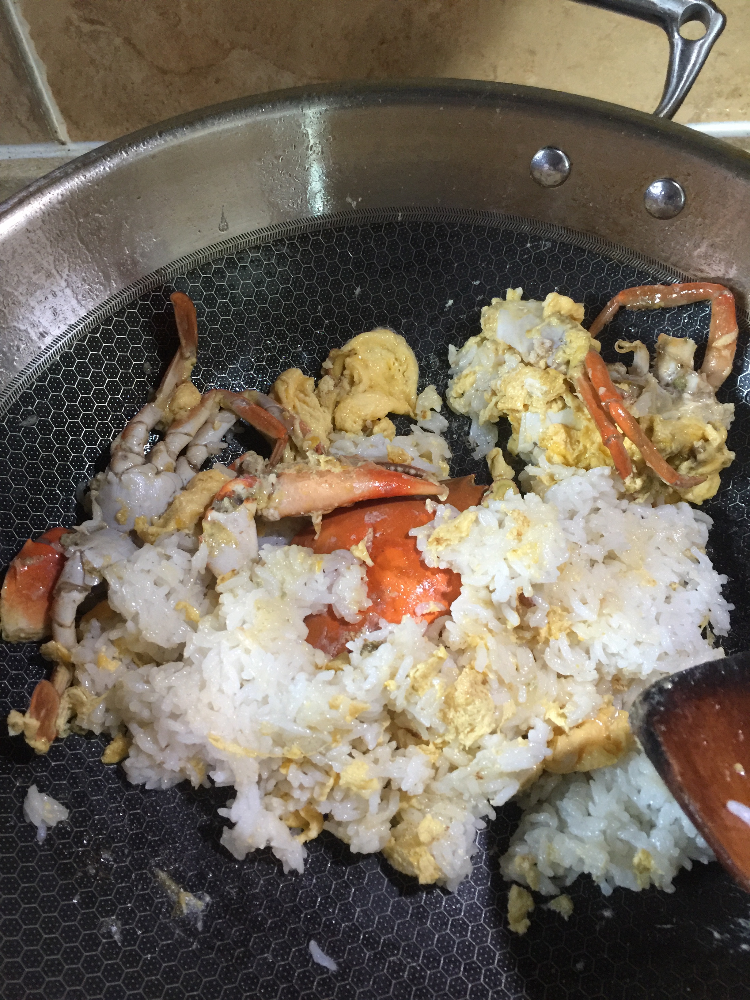 一人食之螃蟹蛋炒饭的做法 步骤4