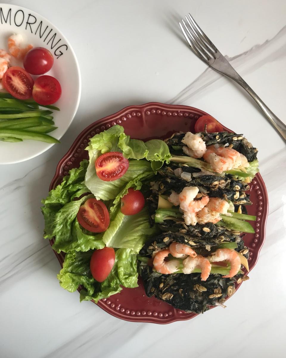 全麦菠菜虾仁卷饼