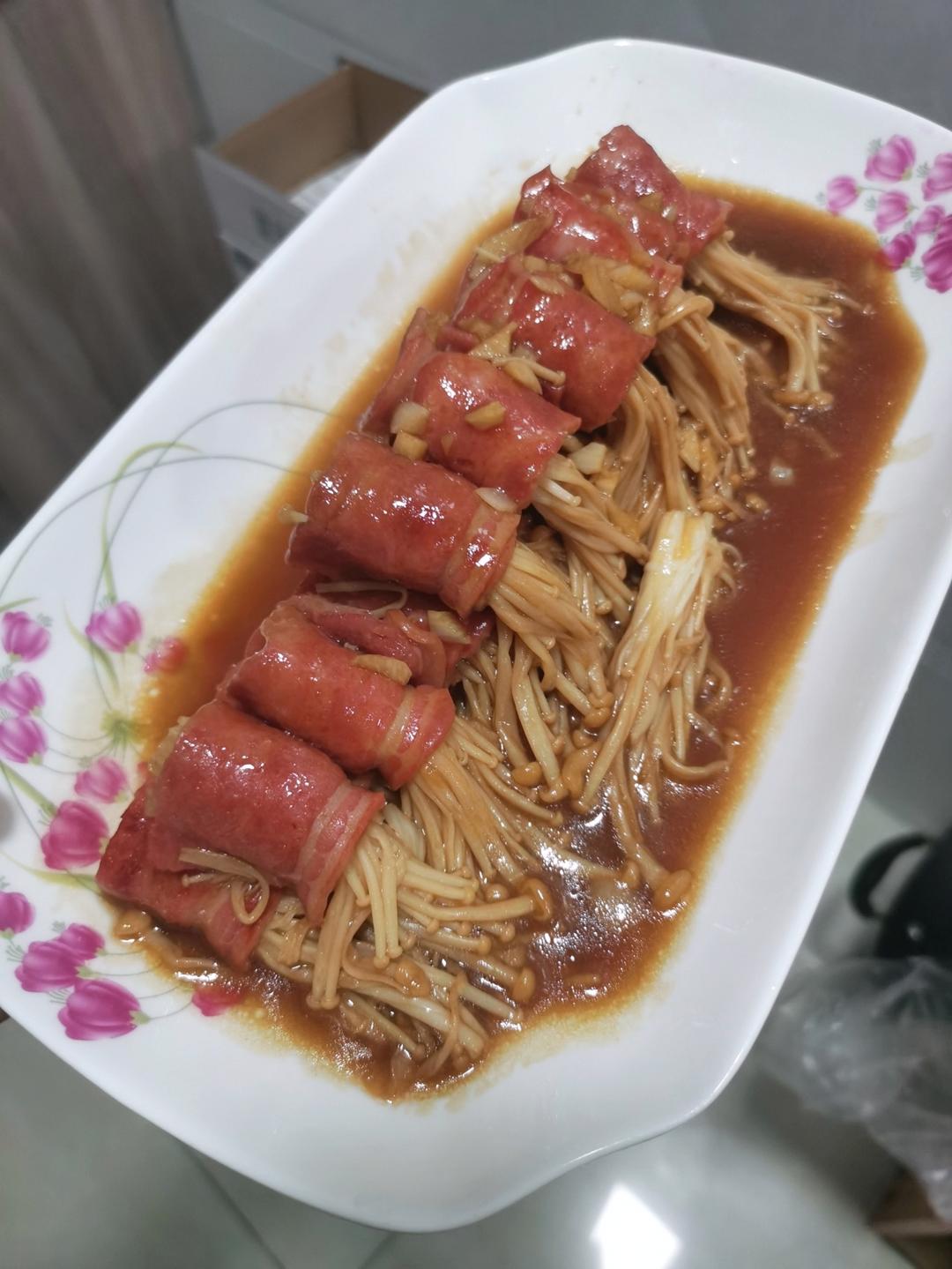 味道超赞 超下饭的金针菇培根卷