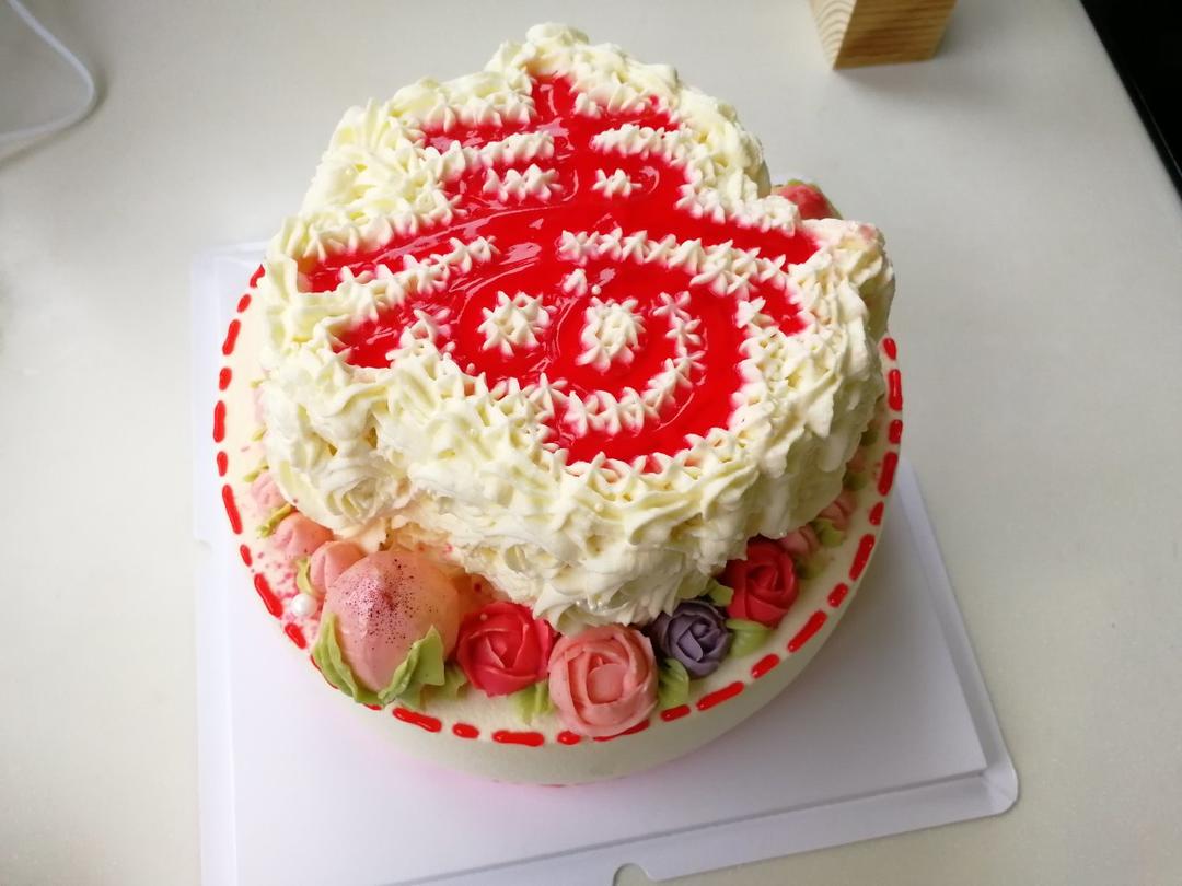 寿字祝寿蛋糕(含寿桃做法)