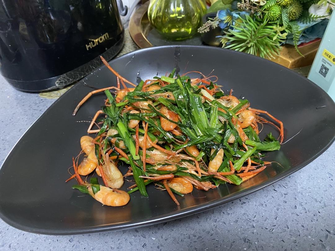 河虾炒韭菜