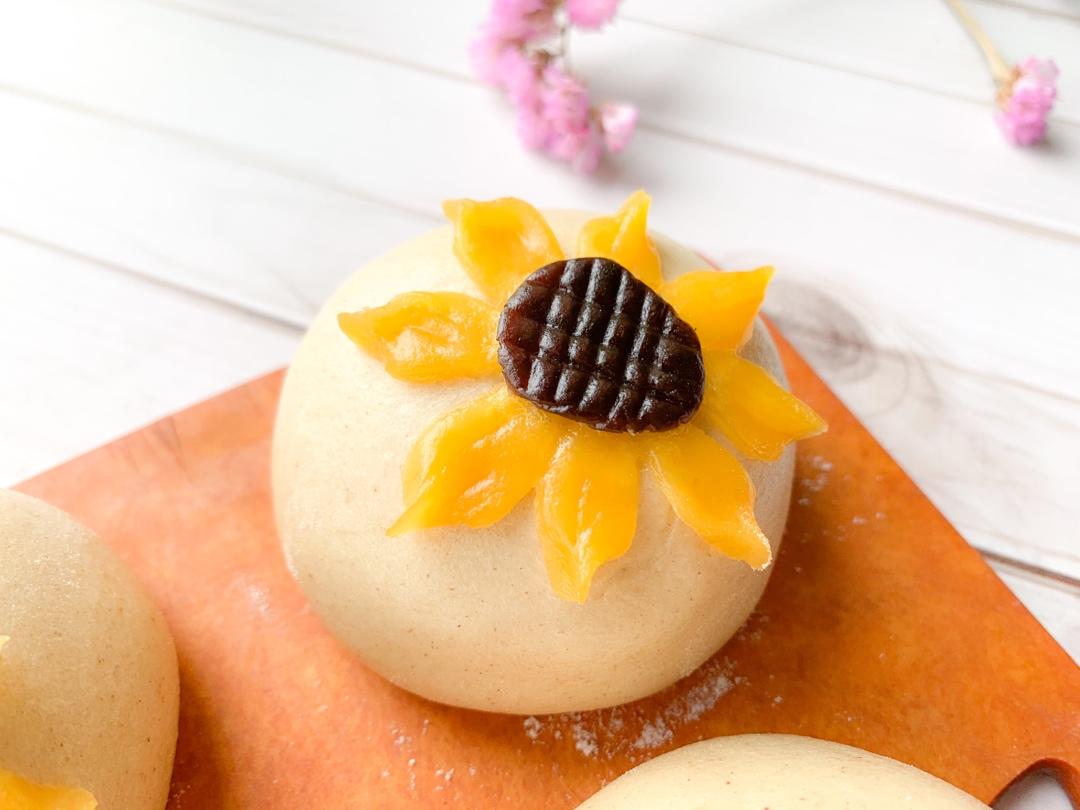 荞麦馒头麻薯芝麻馅花朵馒头可爱馒头