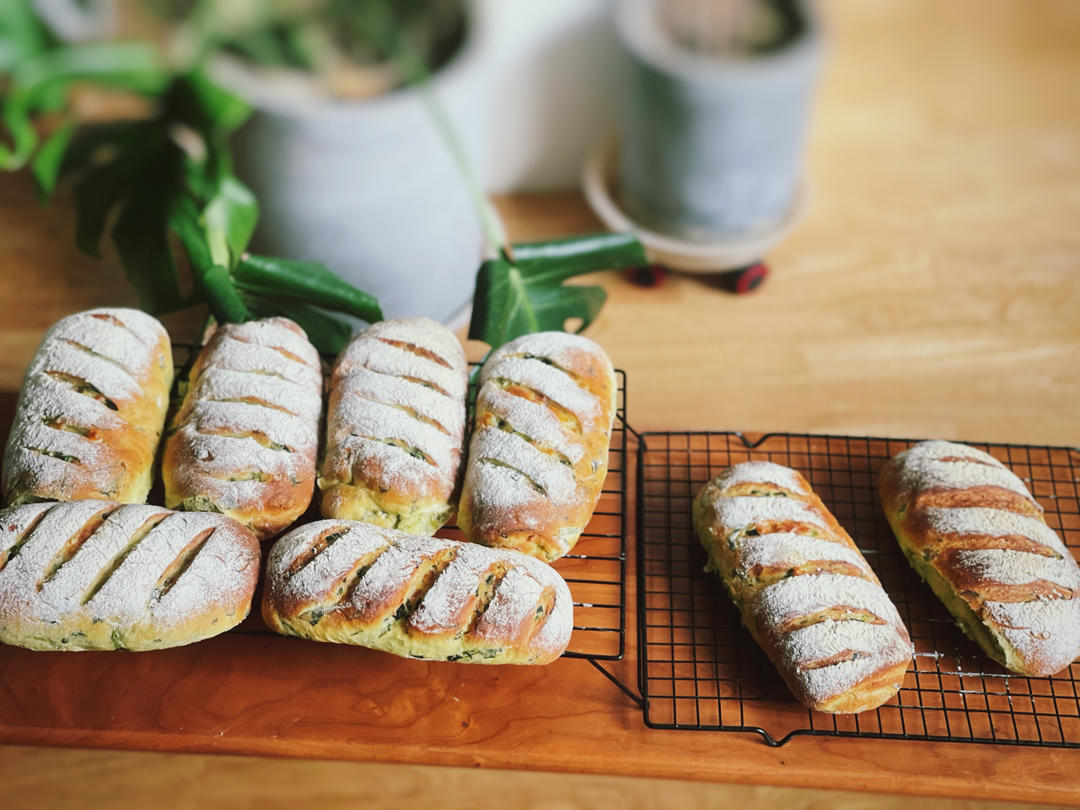 菠菜芝士咸面包