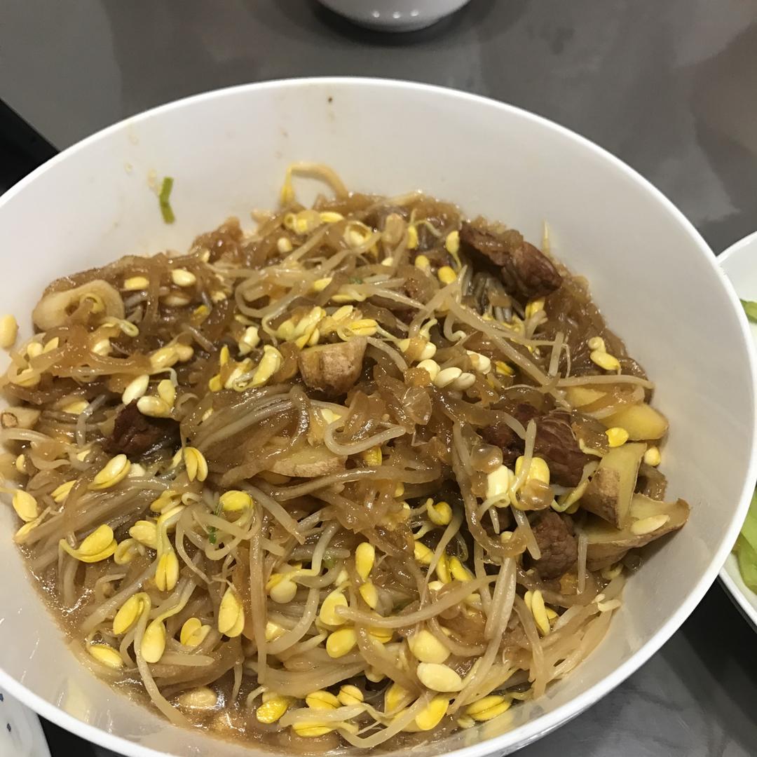 豆芽炒粉丝