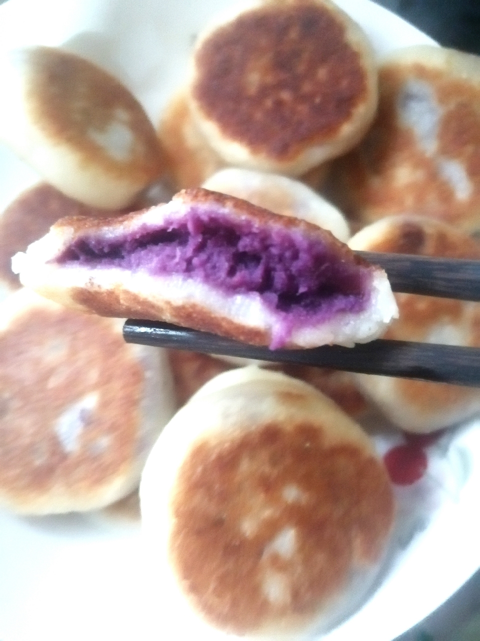 简单又好吃的香甜软糯🥰糯米紫薯饼的做法