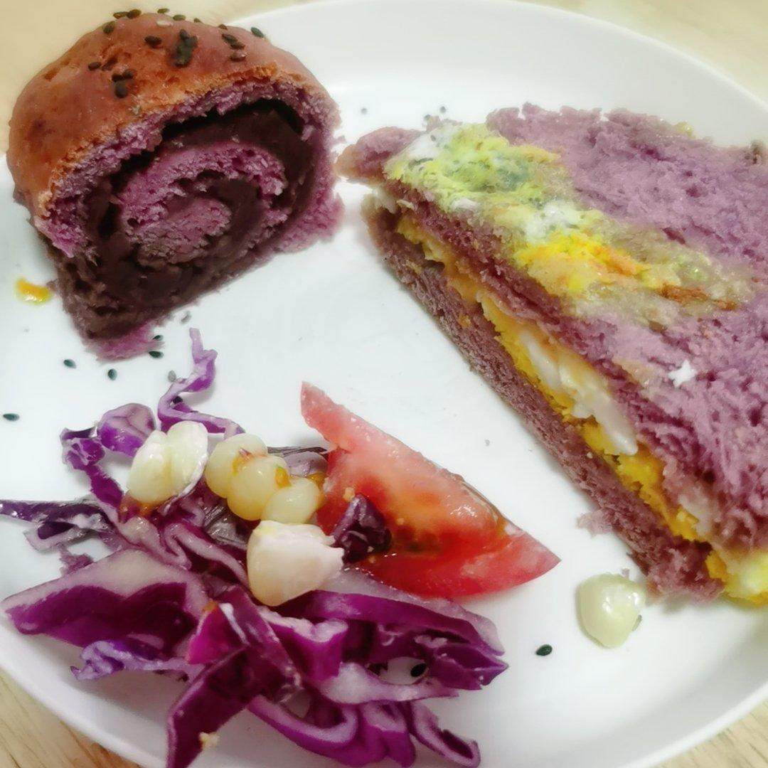 我很丑，但我很好吃—消化紫薯泥、奶酪滴紫薯奶酪豆沙包