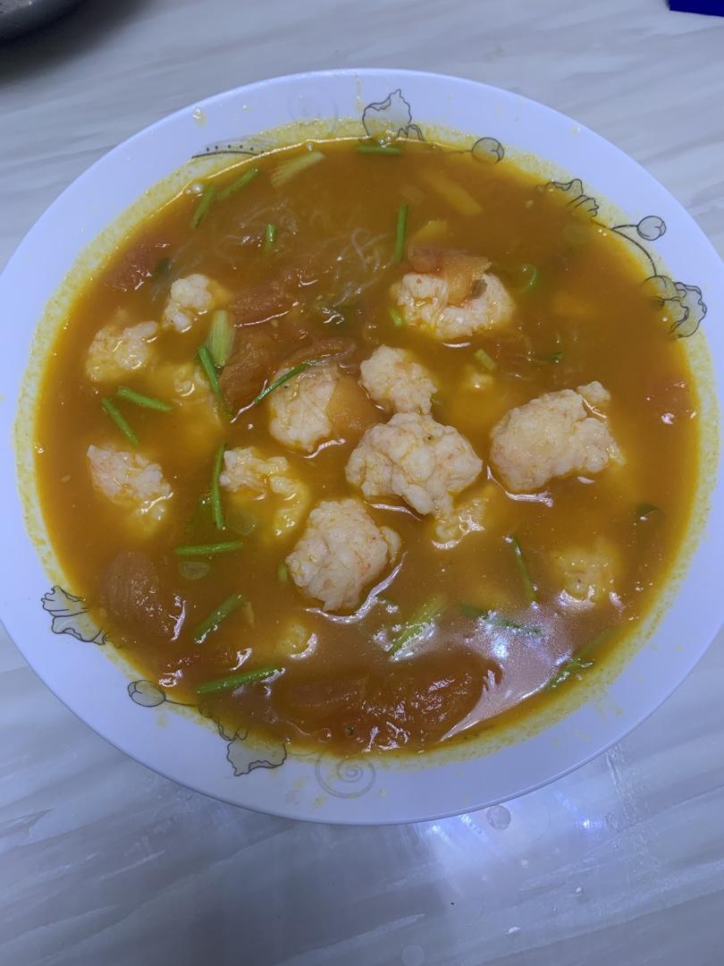 番茄粉丝虾滑汤