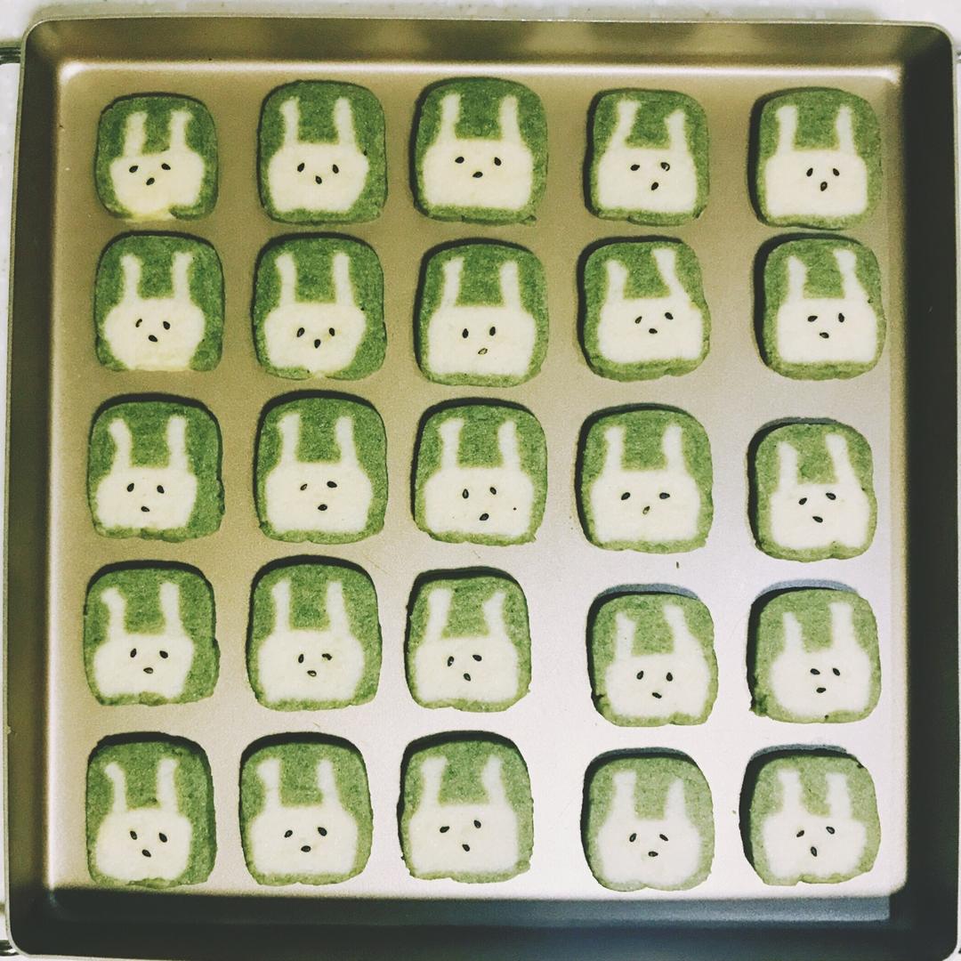 抹茶兔兔曲奇（比熊猫简单！超详细实物图+超良心手绘图）