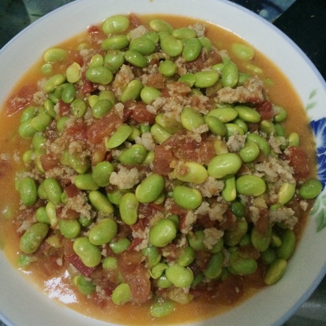 肉末番茄烧毛豆