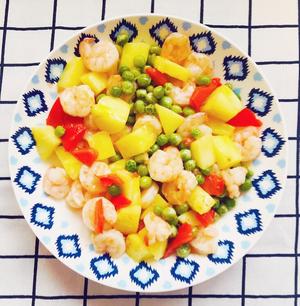 菠萝炒虾仁，餐桌上的一道彩虹的做法 步骤6