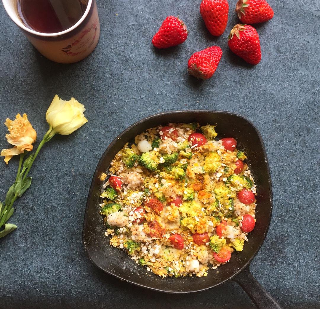 胡椒什蔬鲜贝烤燕麦的做法