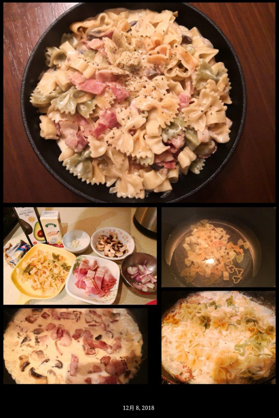 奶油培根香菇意面
