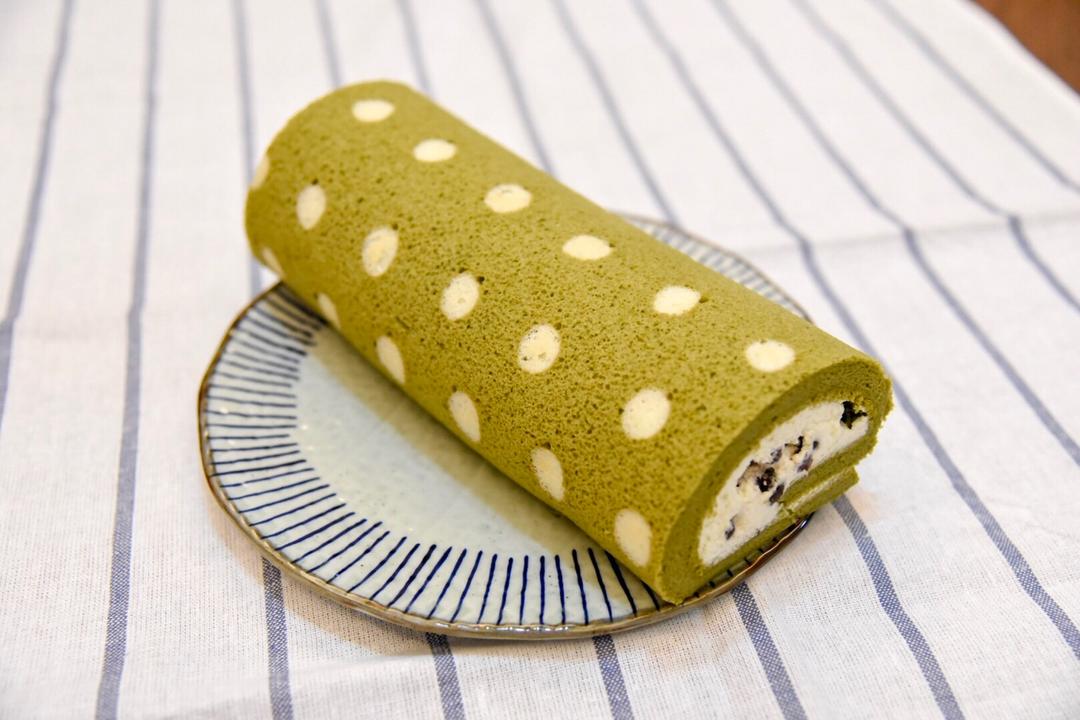 抹茶波点（条纹）蛋糕卷