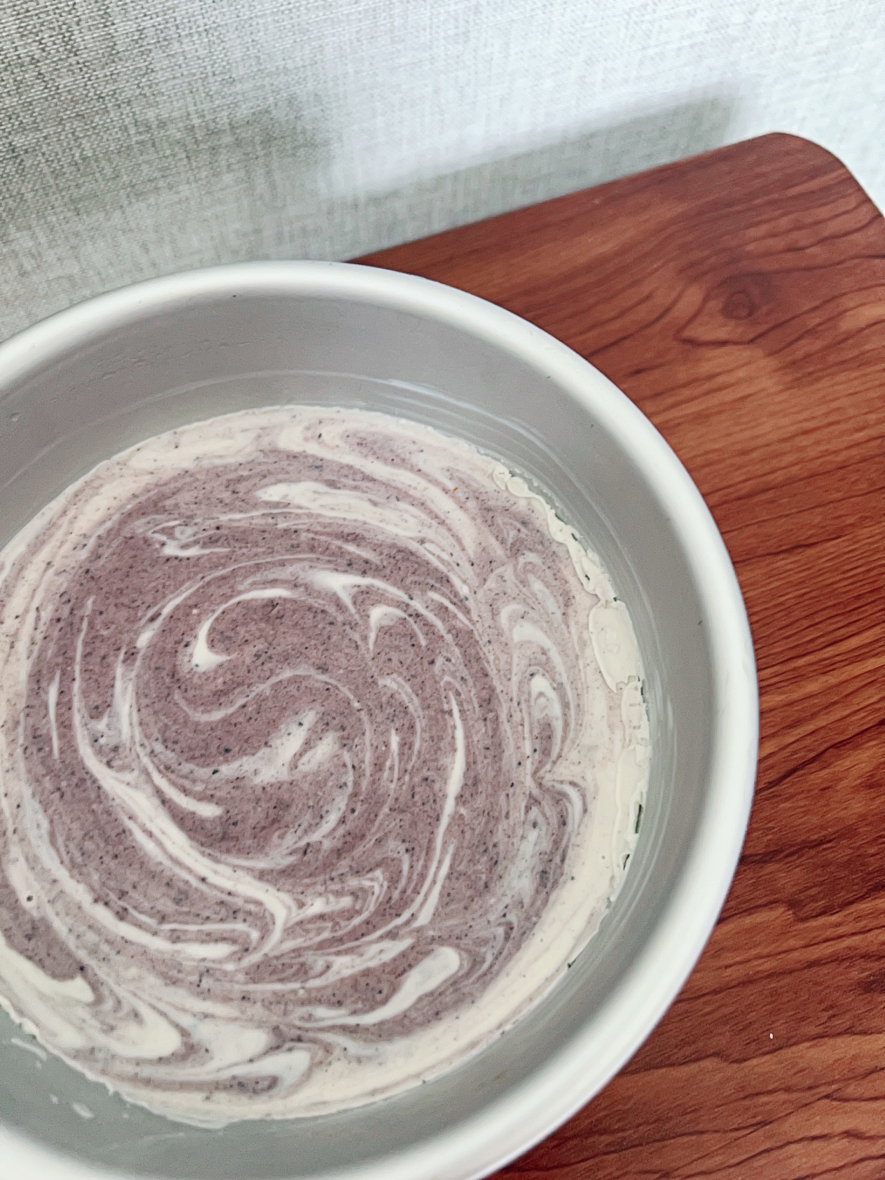 免烤❗️搅一搅就成功｜大理石纹紫薯慕斯蛋糕
