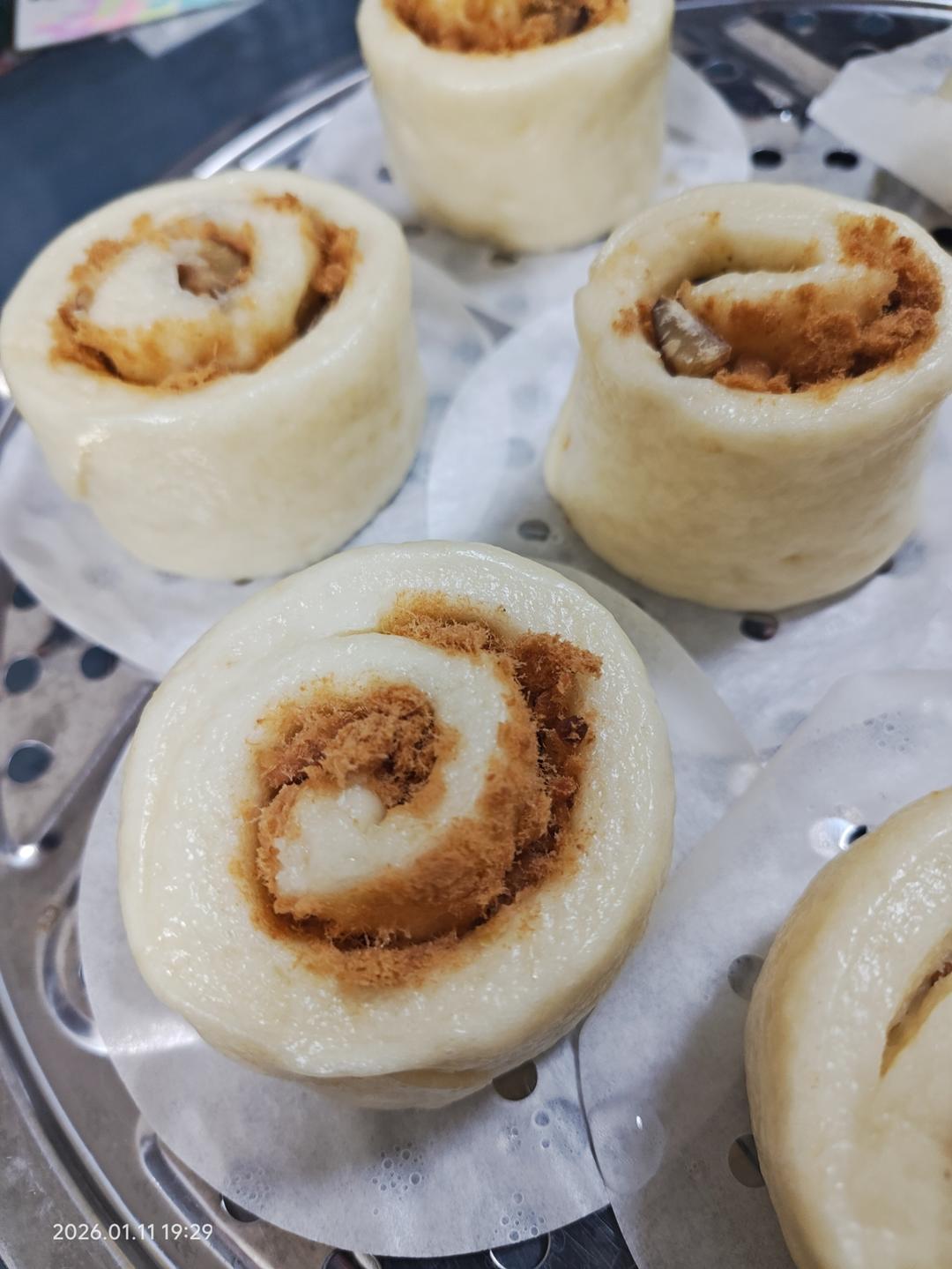 肉松栗子椰香馒头