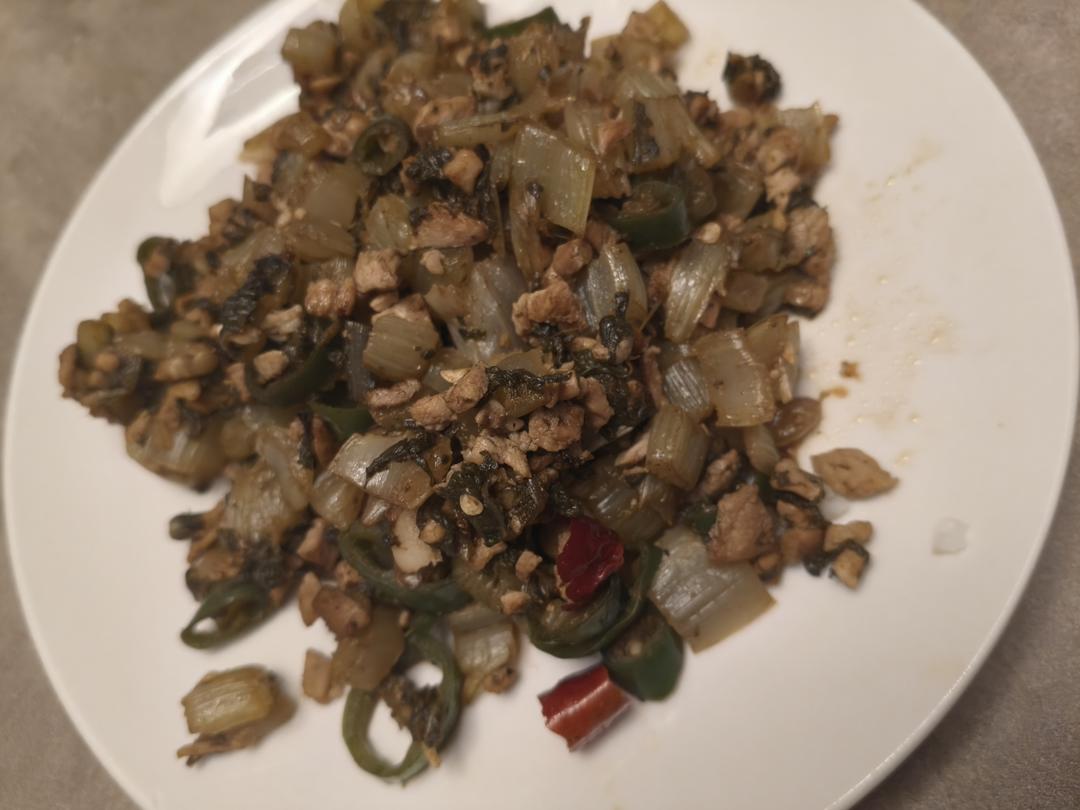 上海青酸菜炒肉末太费米饭了｜做法简单