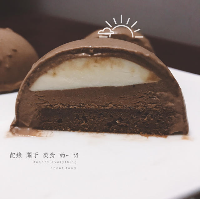 法式巧克力慕斯球球（含巧克力淋面、意式奶冻、芭菲和巧克力海绵底）
