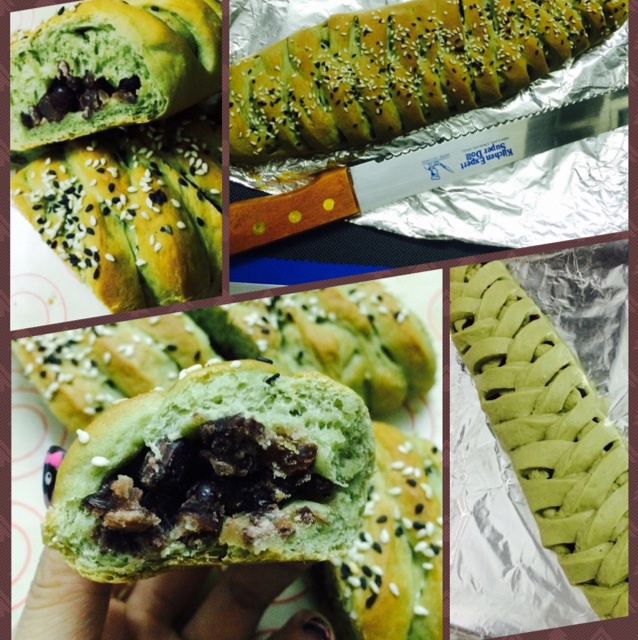 抹茶红豆面包