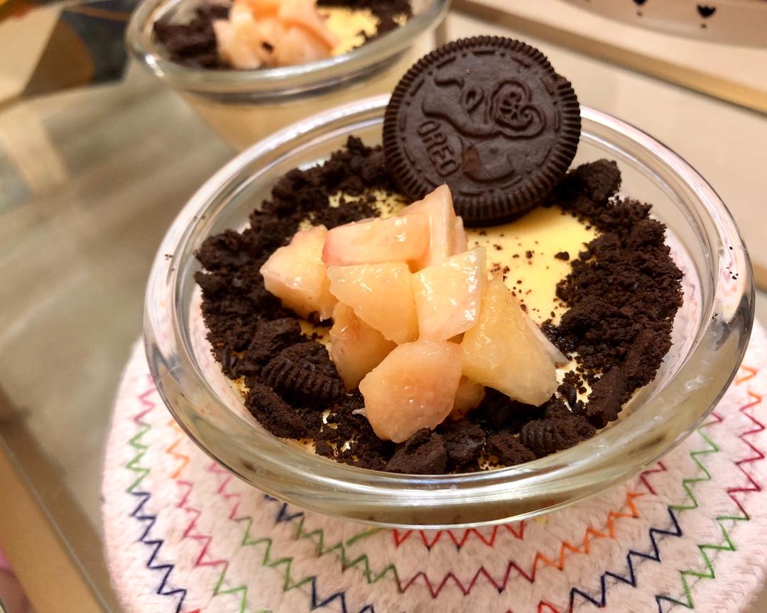 奥利奥水蜜桃布丁（孕妇版）不需烤箱