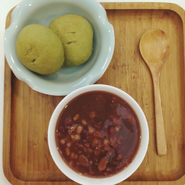 抹茶豆沙小面包（无油脂）