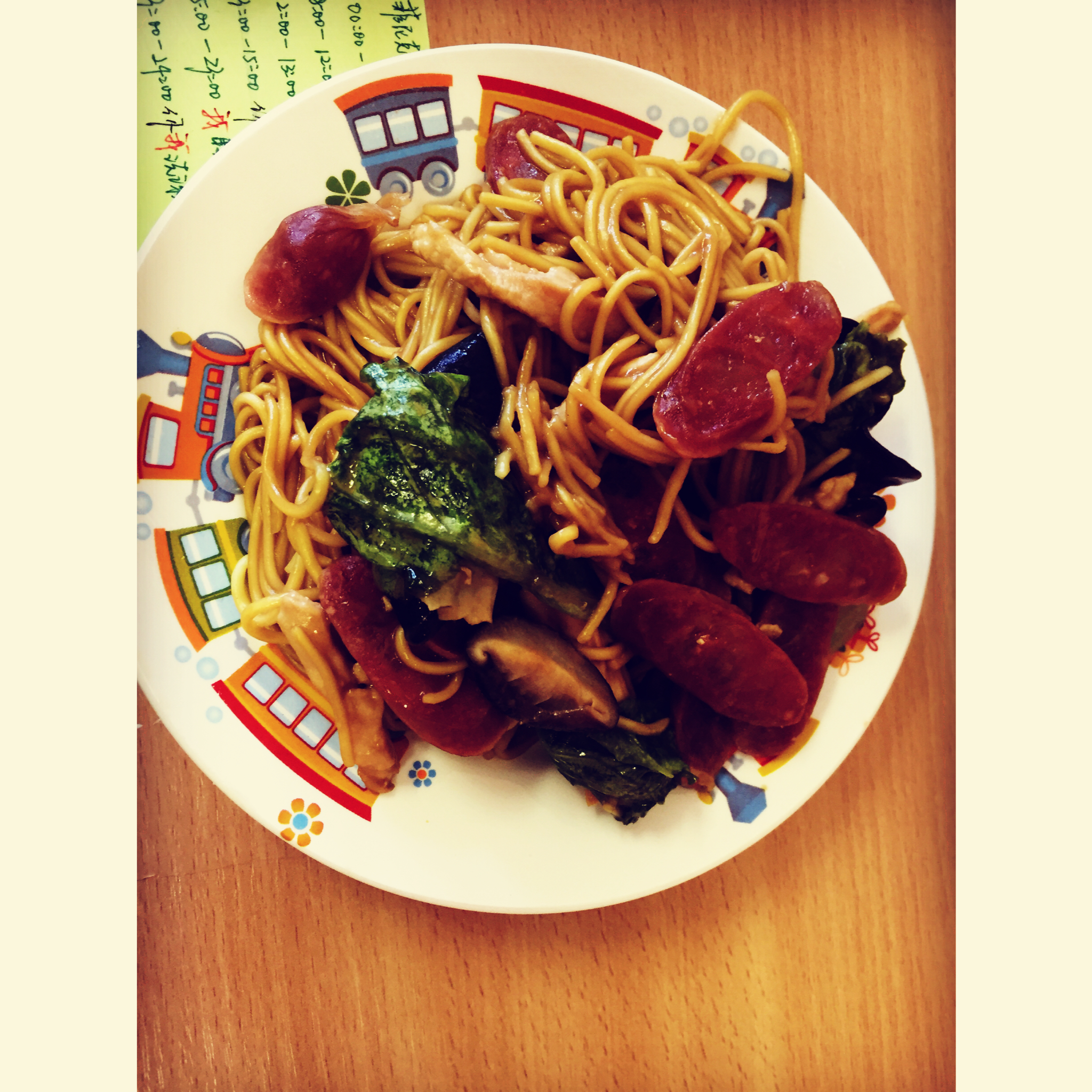青菜肉丝炒面