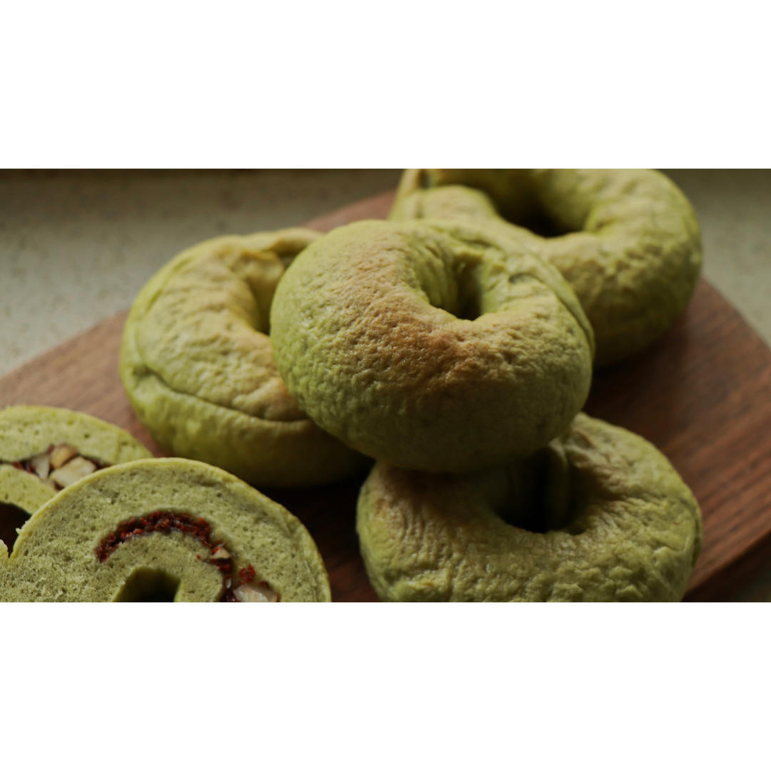 乳酪夹心艾草贝果（无油低糖健康主食🥯）