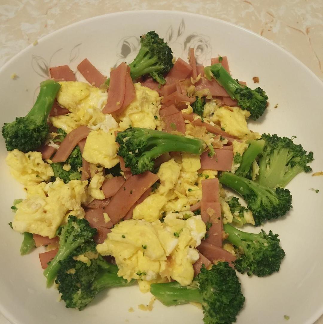 午餐肉西兰花炒蛋的做法