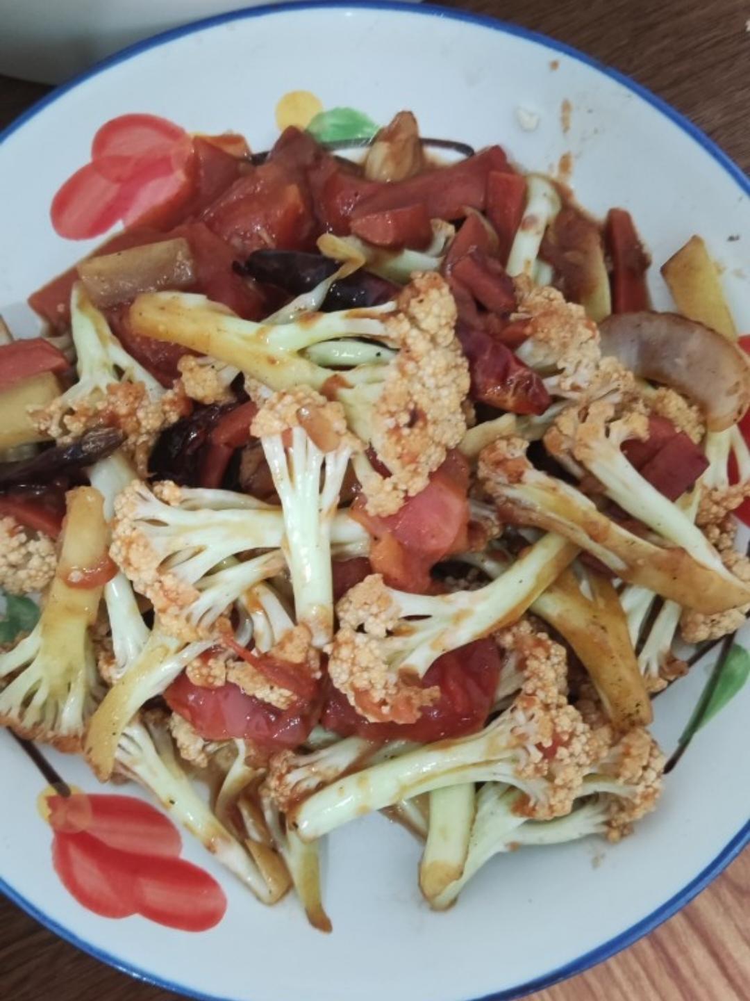 有机花菜炒西红柿