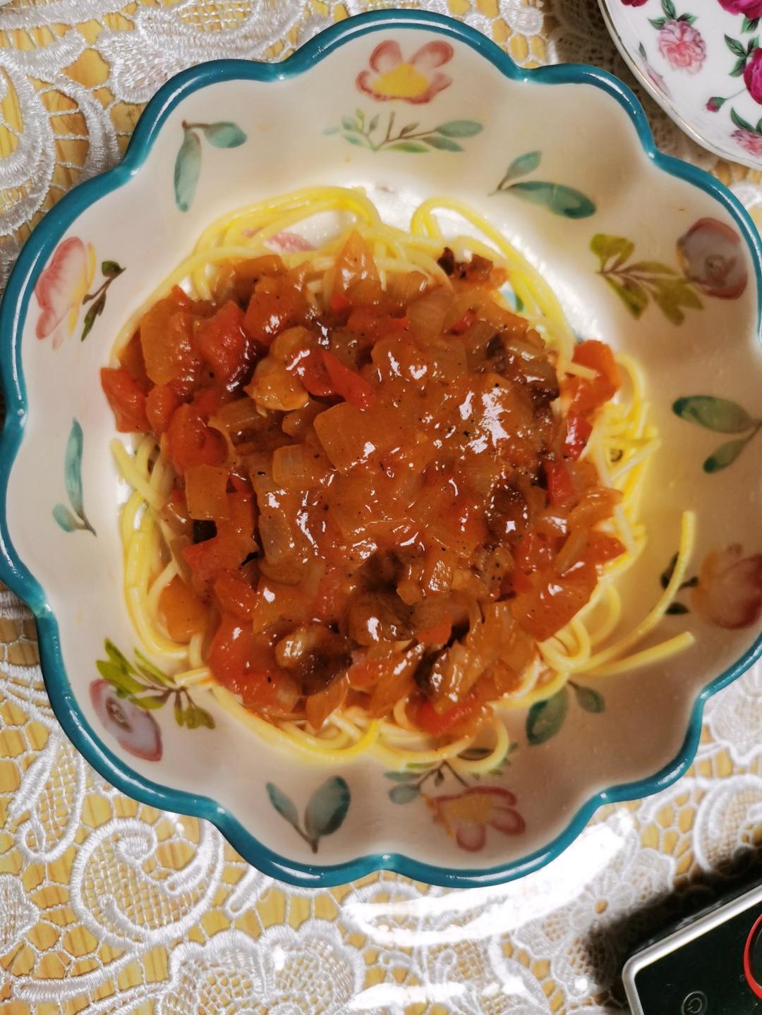 （完胜必胜客的）番茄肉酱意大利面～