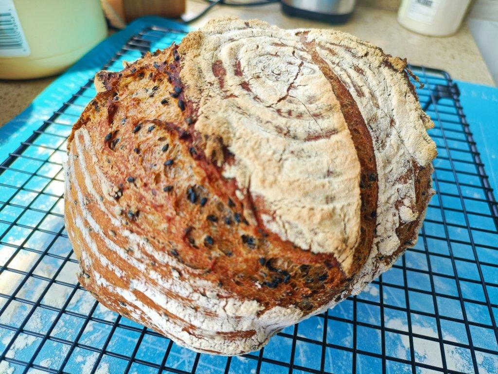 全麦亚麻籽免揉欧包