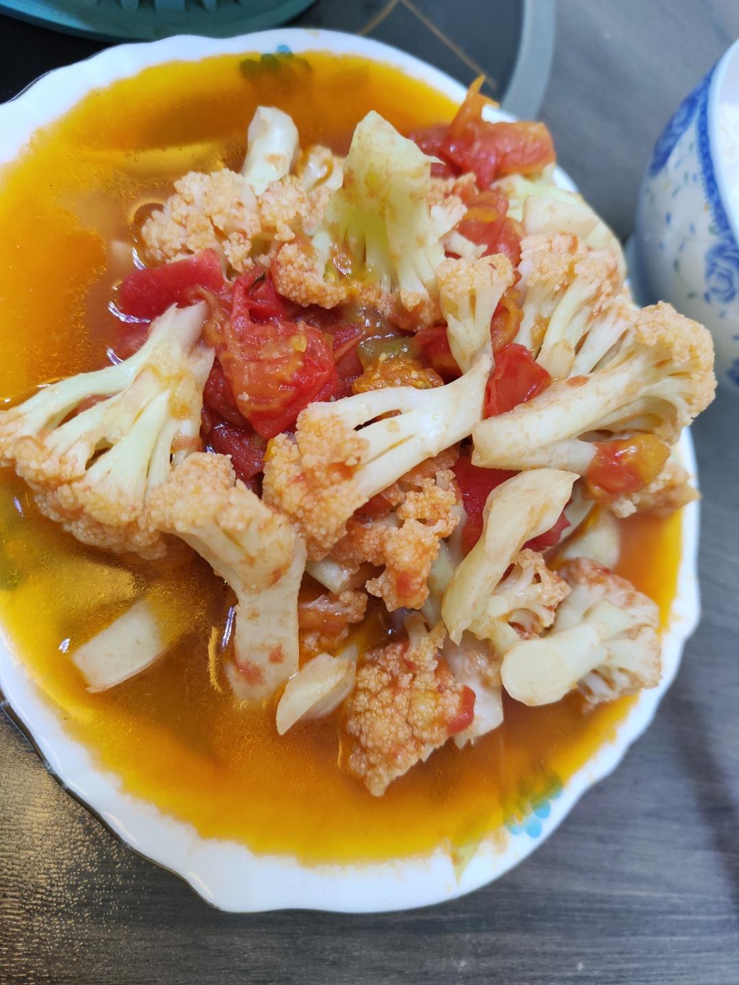 西红柿炒菜花（夏季开胃菜）