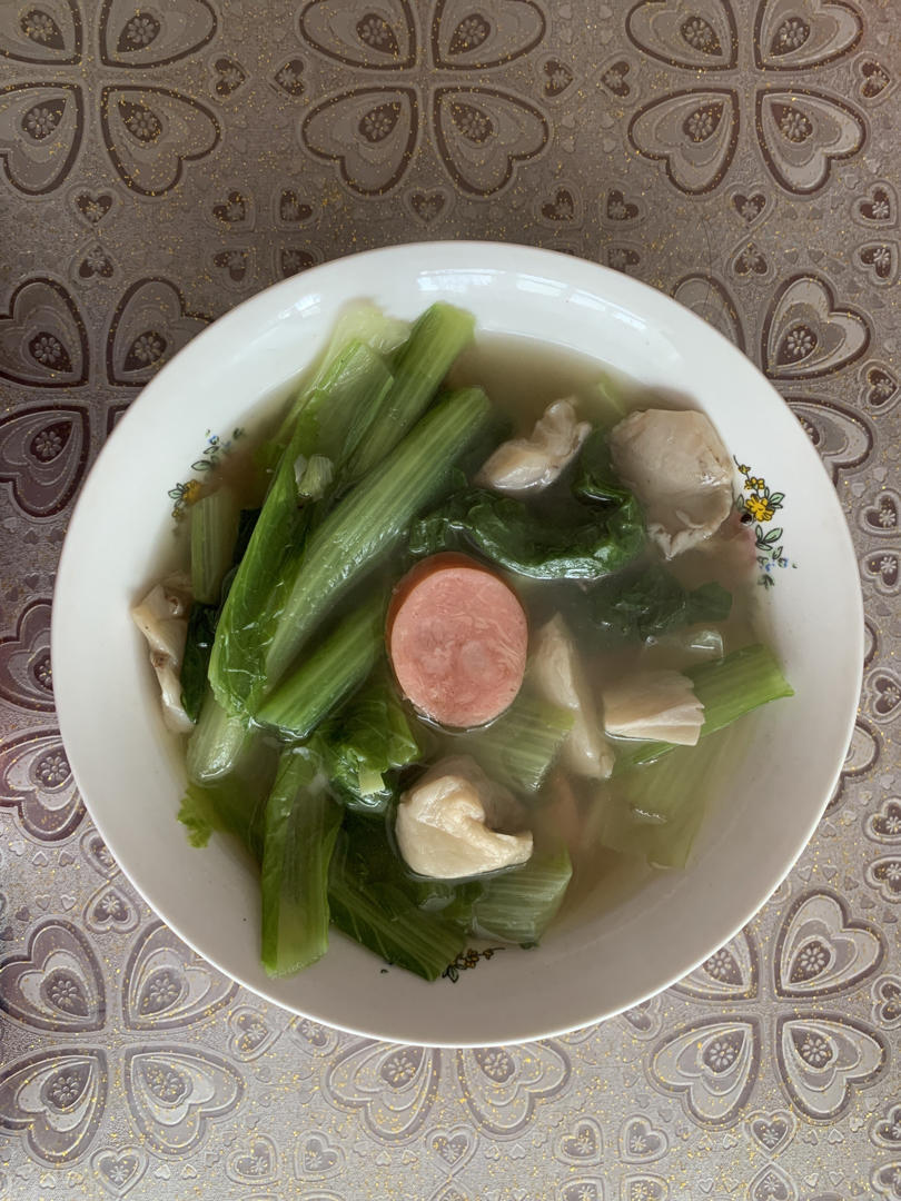 鲜蘑菇青菜汤