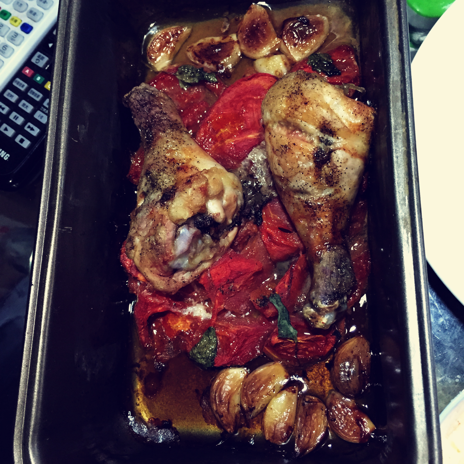 香蒜蕃茄烤鸡腿