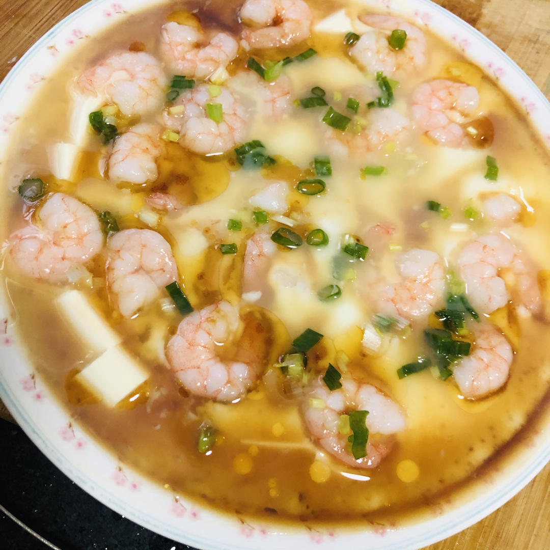 虾仁豆腐蒸水蛋