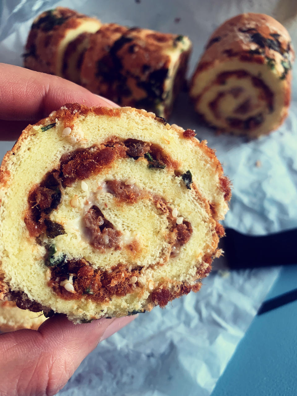 香葱肉松卷 蛋糕卷-无敌美味