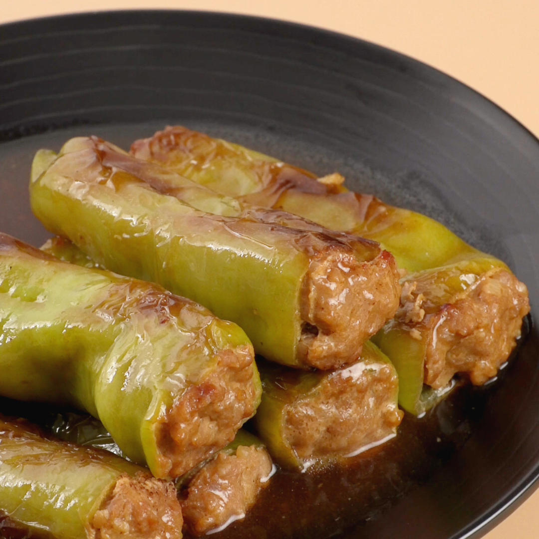 虎皮尖椒酿肉的做法