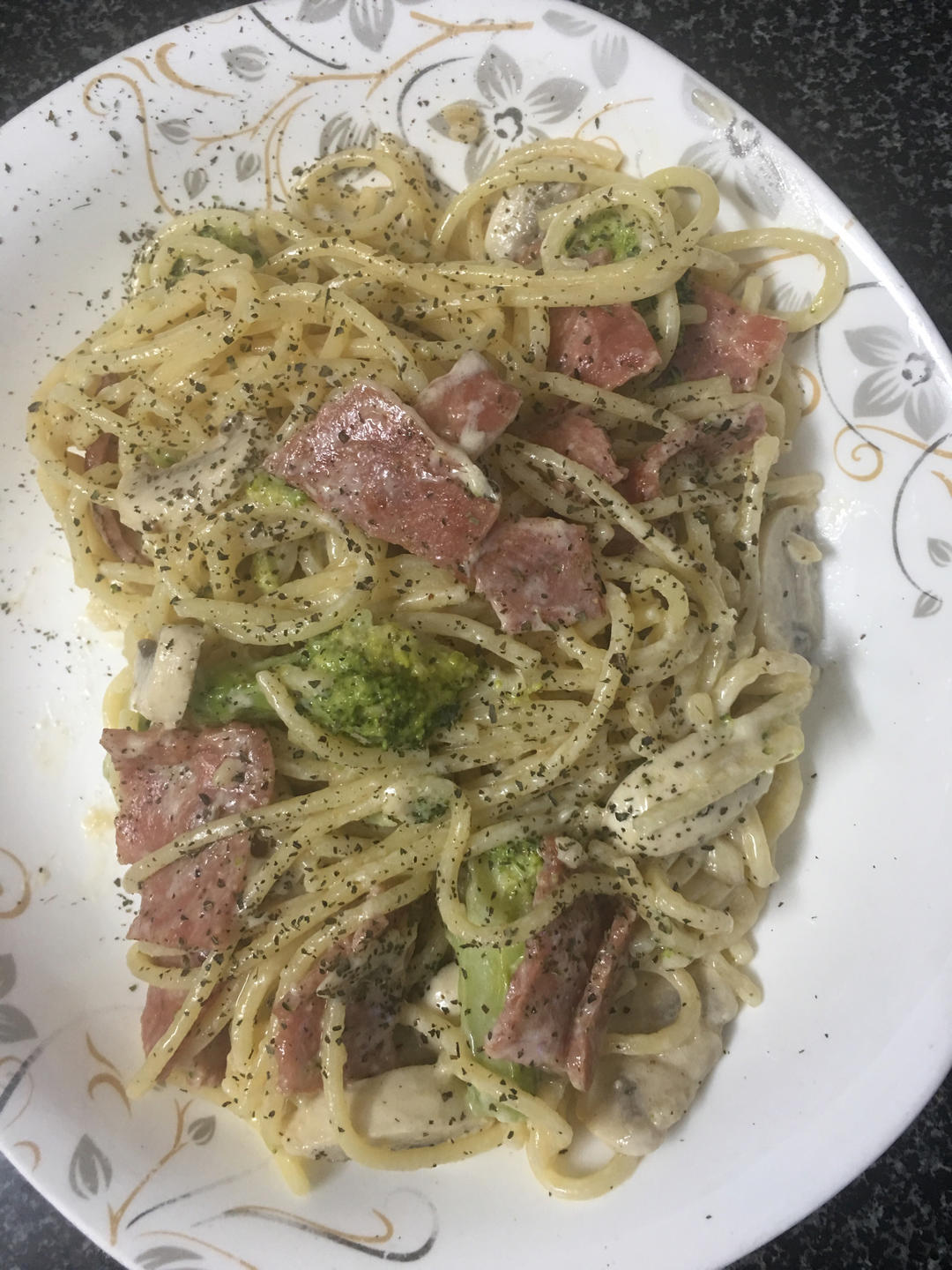 奶油培根蘑菇意大利面