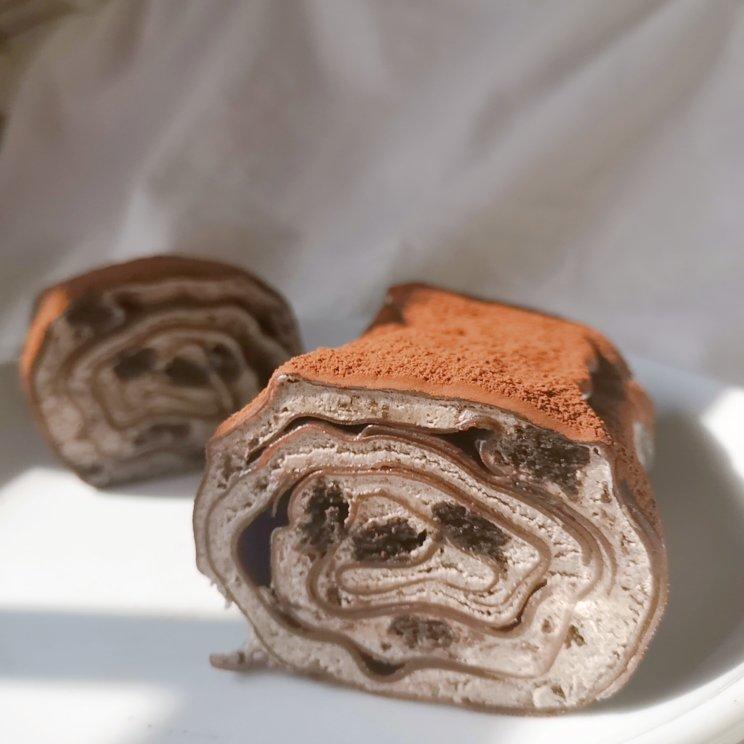 千层毛巾卷，原味、抹茶、巧克力三种口味