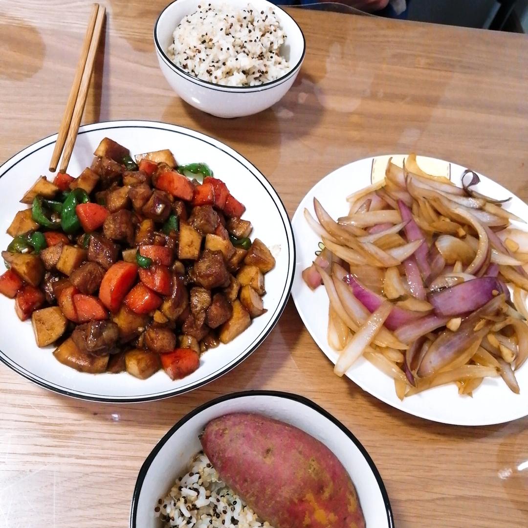 家常菜~杏鲍菇烧牛肉粒