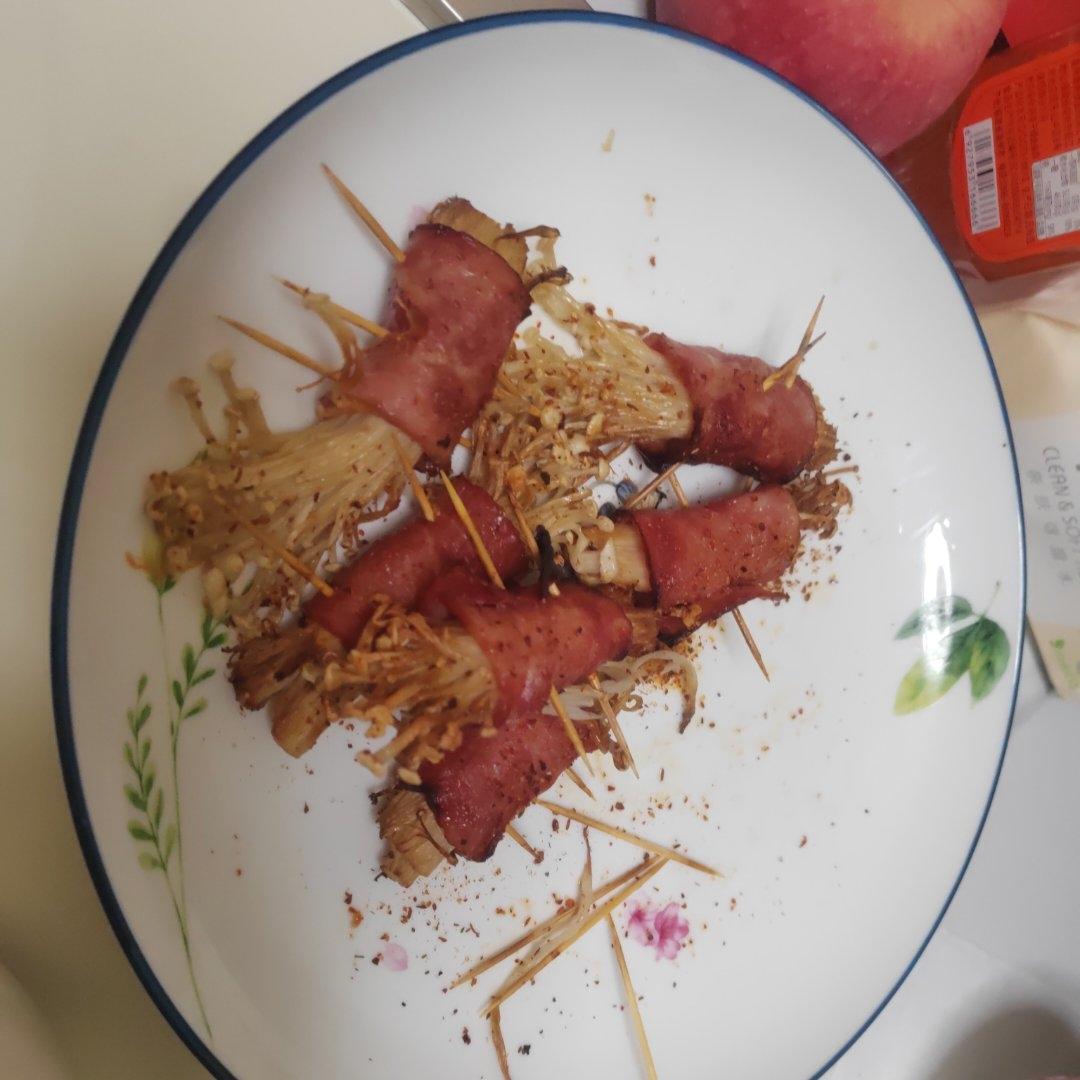 空气炸锅金针菇培根肉卷