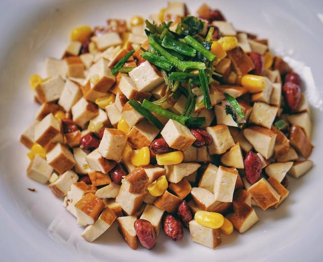 轻食 快手菜-花生玉米豆腐的做法