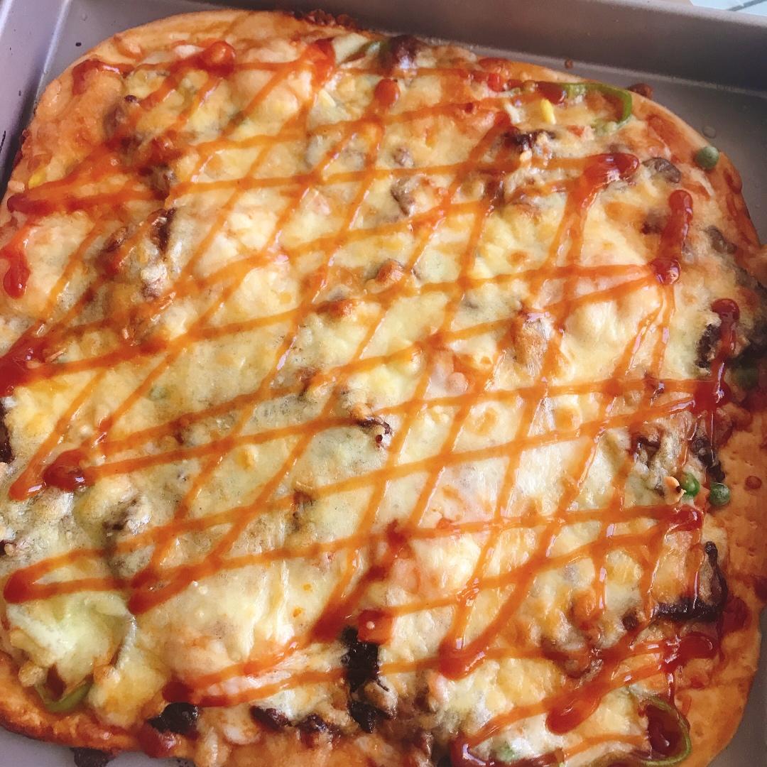 黑椒牛肉鲜虾披萨
