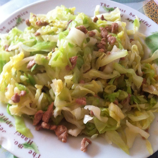 大皮小皮监护人做的肉炒圆白菜