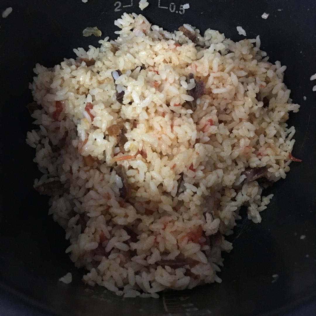 寝室简易电饭锅整个番茄饭（香肠版）