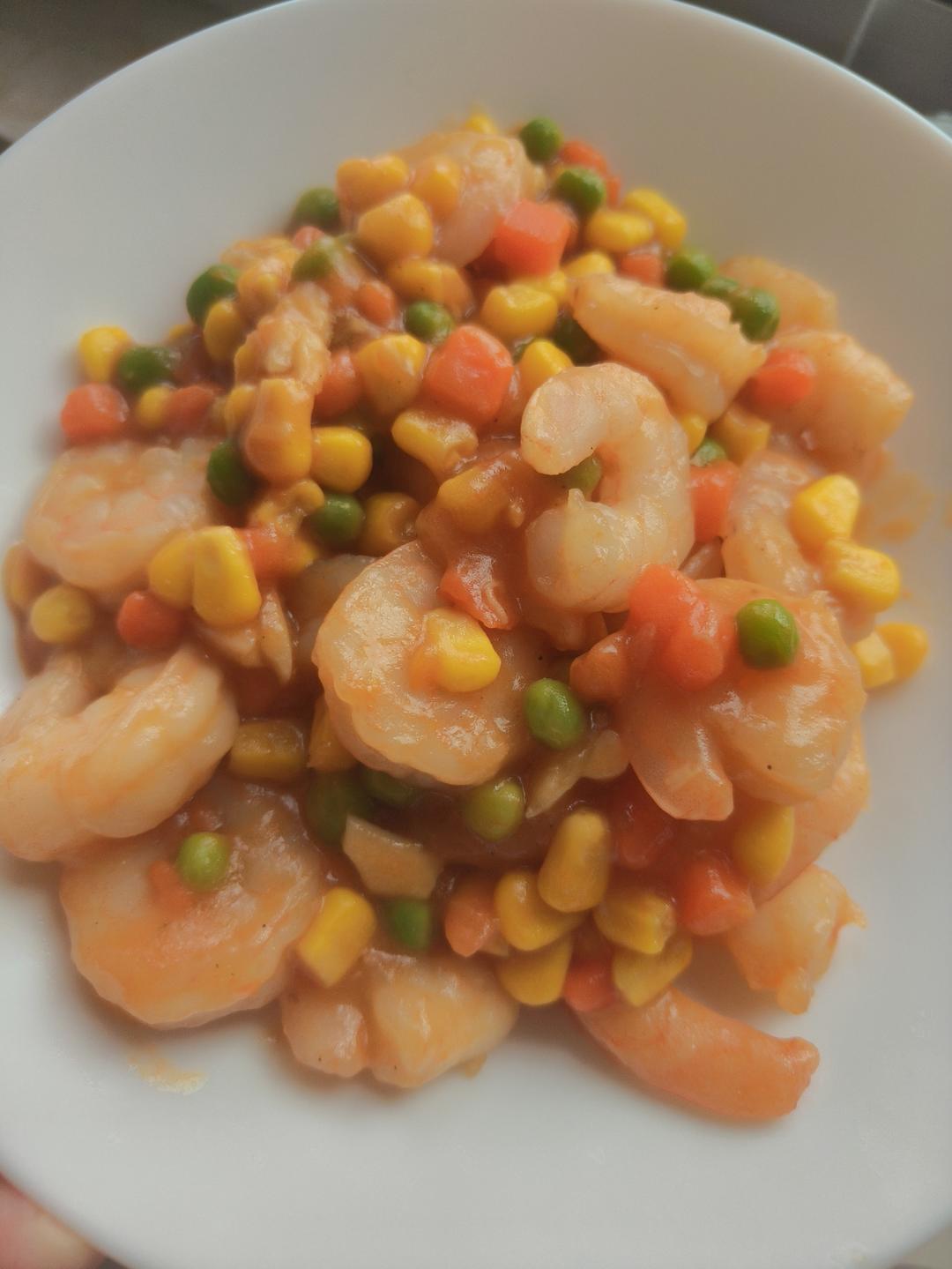 杂菜炒虾仁