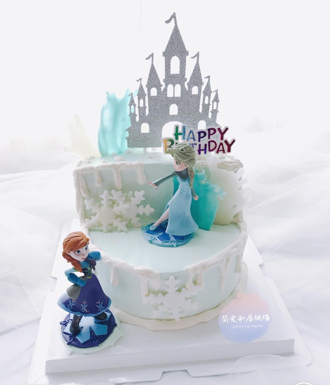 冰雪奇缘主题双层蛋糕--Frozen艾莎