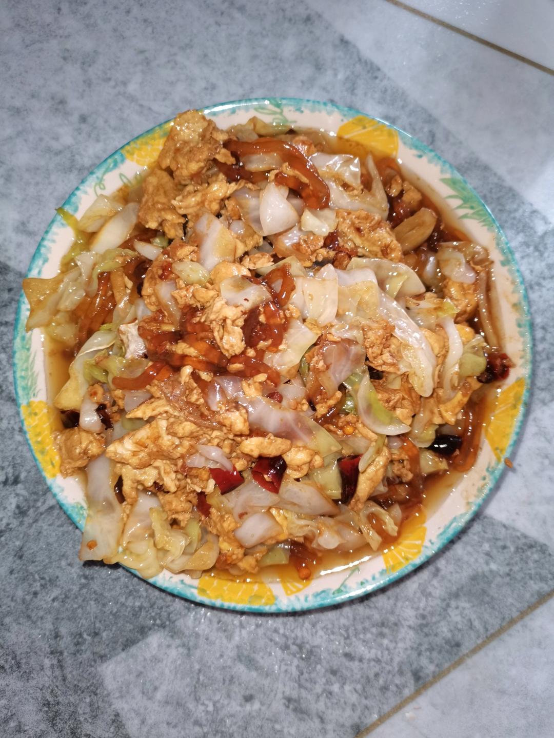 包菜炒粉丝(不加一滴水的炒法)