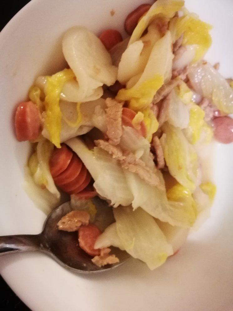 不挑锅、不焦不沾的黄芽菜肉丝炒年糕