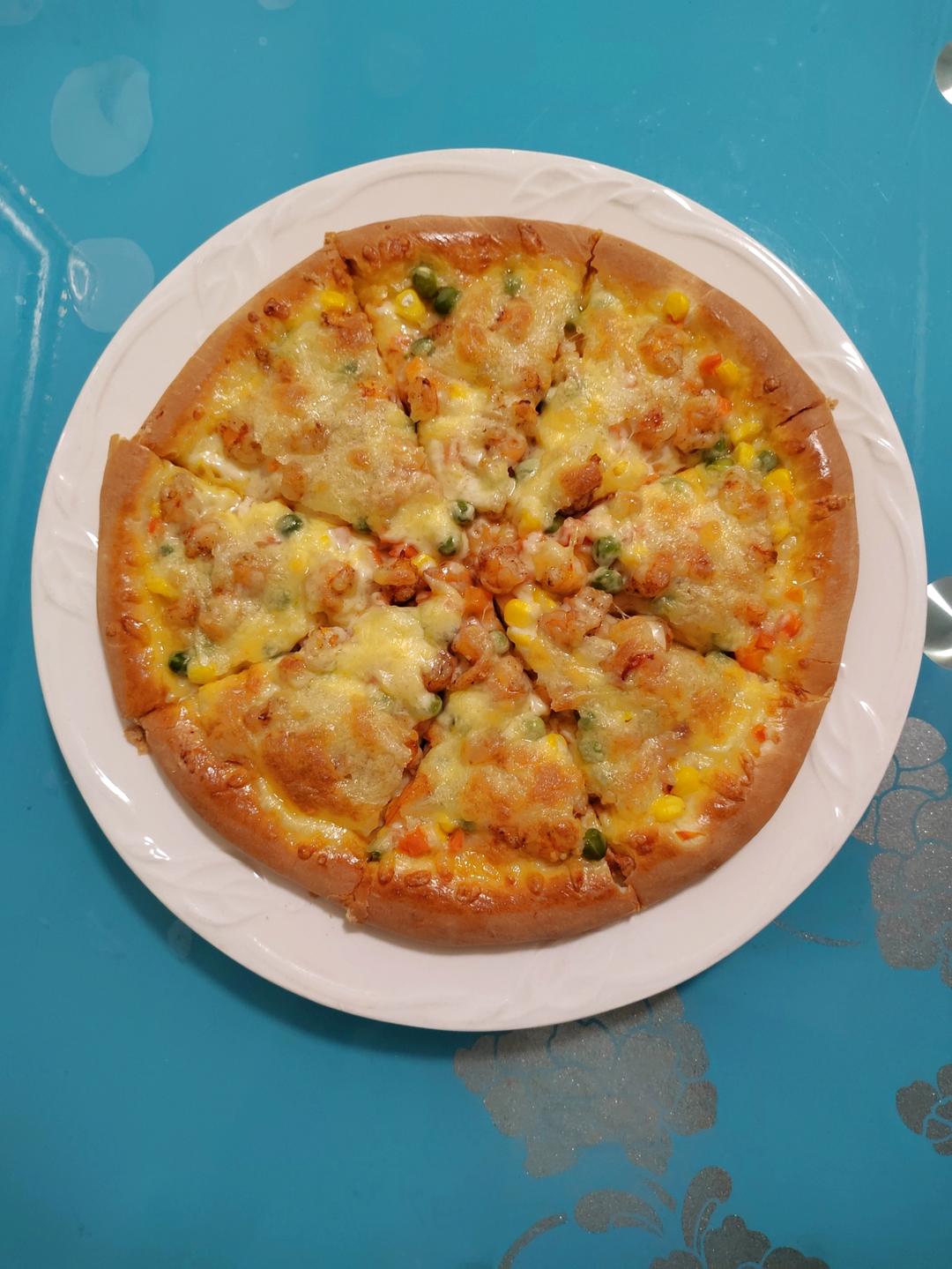 鲜虾🍤培根披萨🍕“内附敲好吃的饼皮做法”